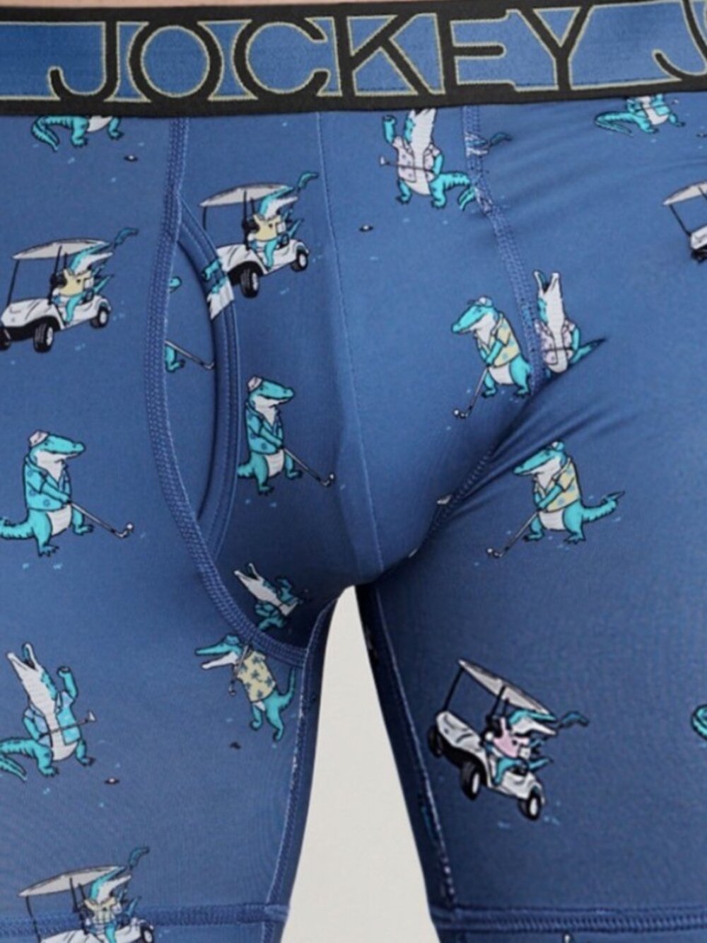 Jockey Golfing Alligators Boxer Brief Men's L 36 38 5" Inseam Microfiber Stretch